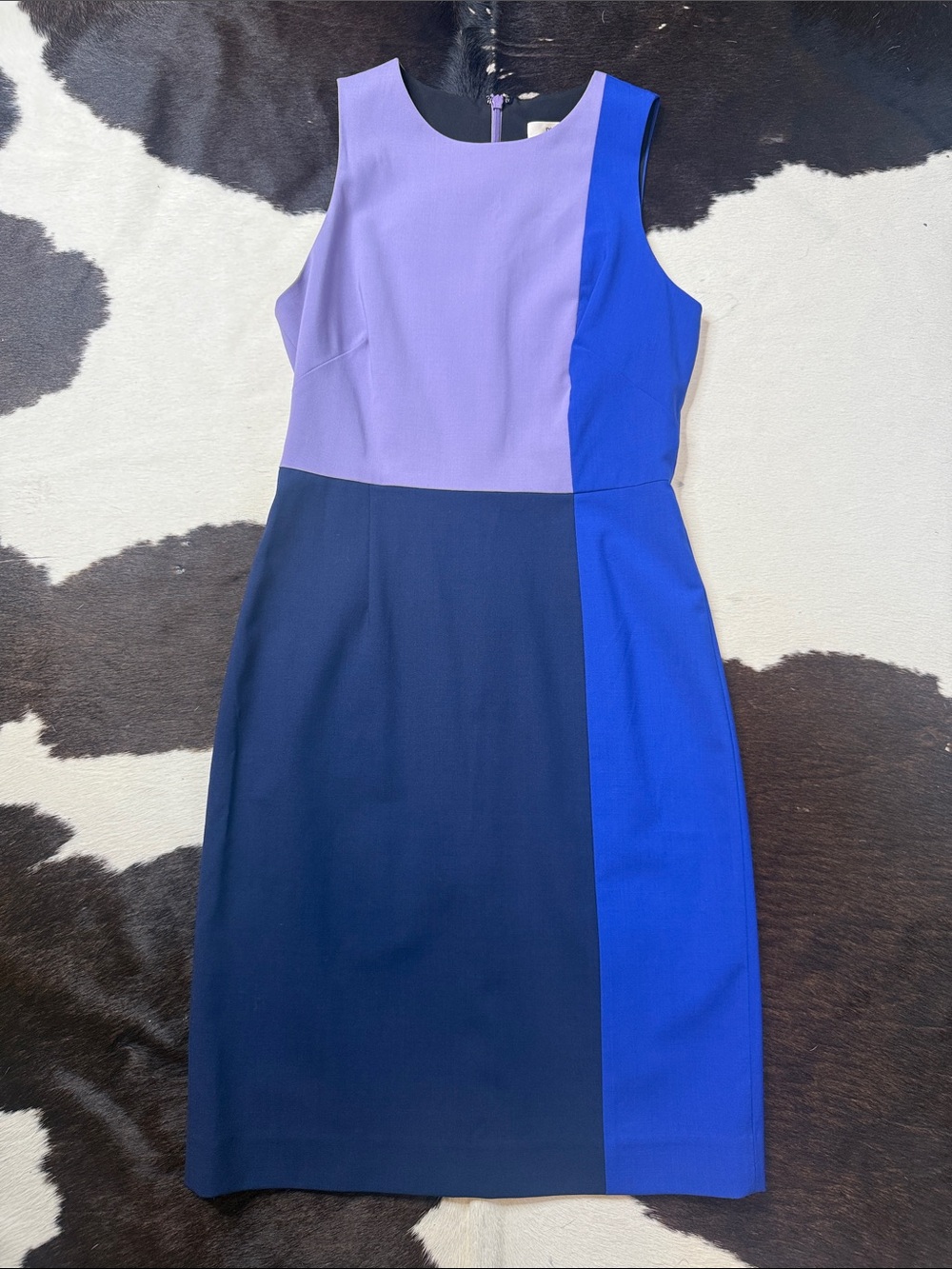 Diane Von Furstenberg Lavender, Royal Blue & Navy Colorblock Midi Dress